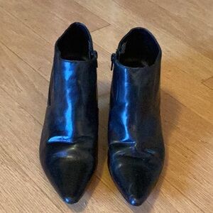 Nine West Black Ankle Booties with Glossy Finish